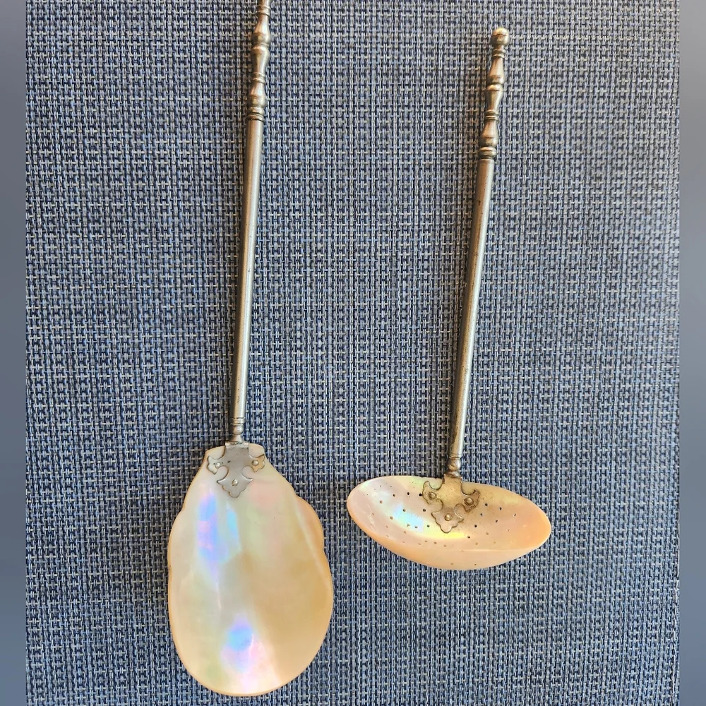Vintage Mother Of Pearl Caviar Serving Set